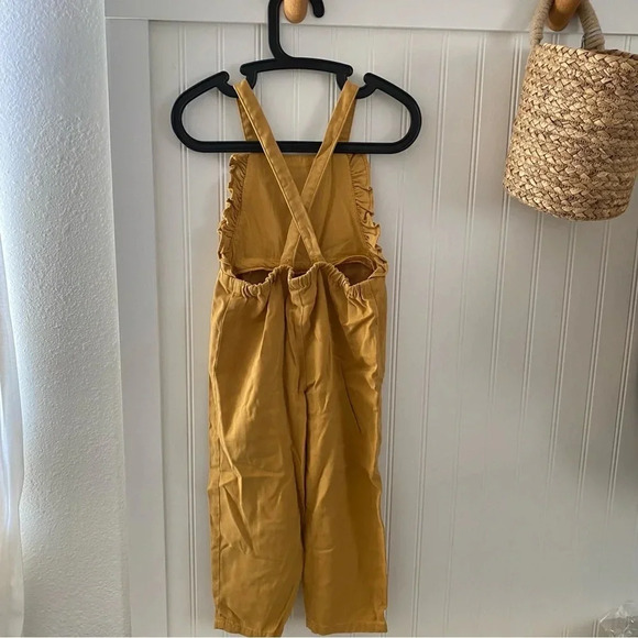 Zara Ruffle Mustard One Piece Overall Cross Back Strap Romper 3-4Y NWT - Picture 7 of 7